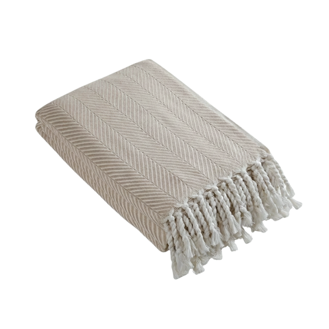 Laura Cotton Throw Blanket - Blanket Cream