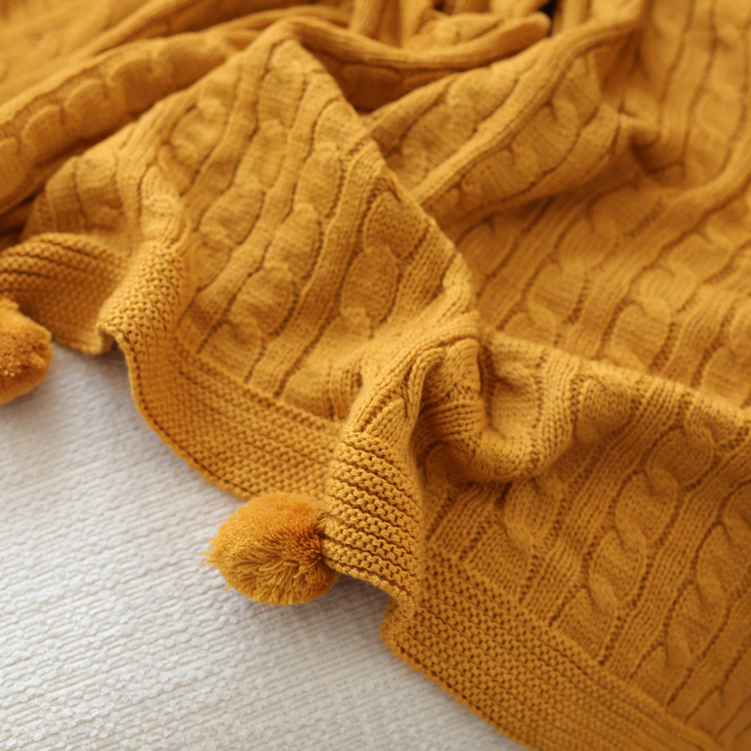 Nova Triko Throw Battaniye 130x150 cm Safran