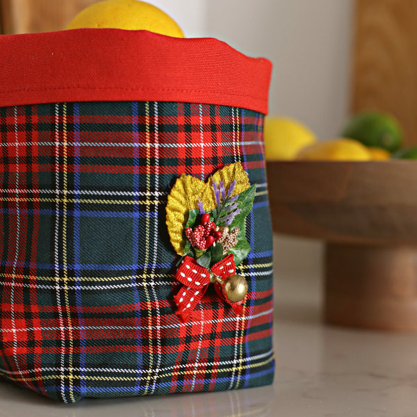 Tartan Çok Amaçlı Organizer Sepet Yeşil