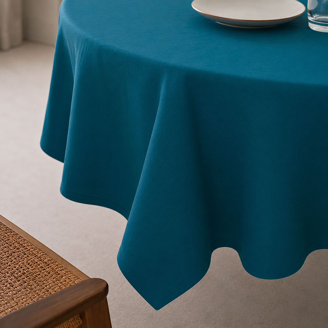 Genoa Woven Linen Stain Resistant Round Table Cloth White