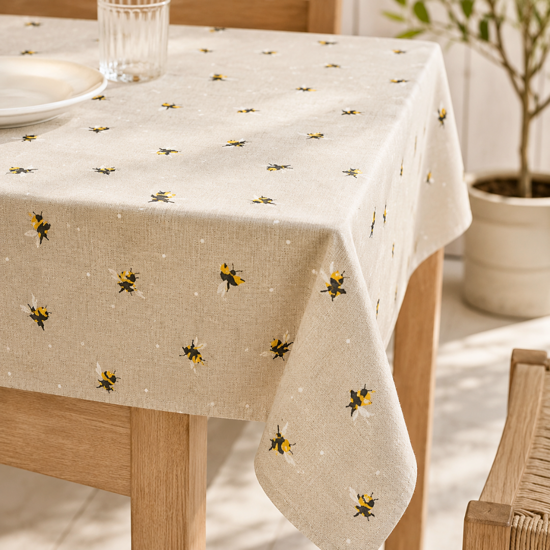 Genoa Woven Linen Stain Resistant Table Cloth White