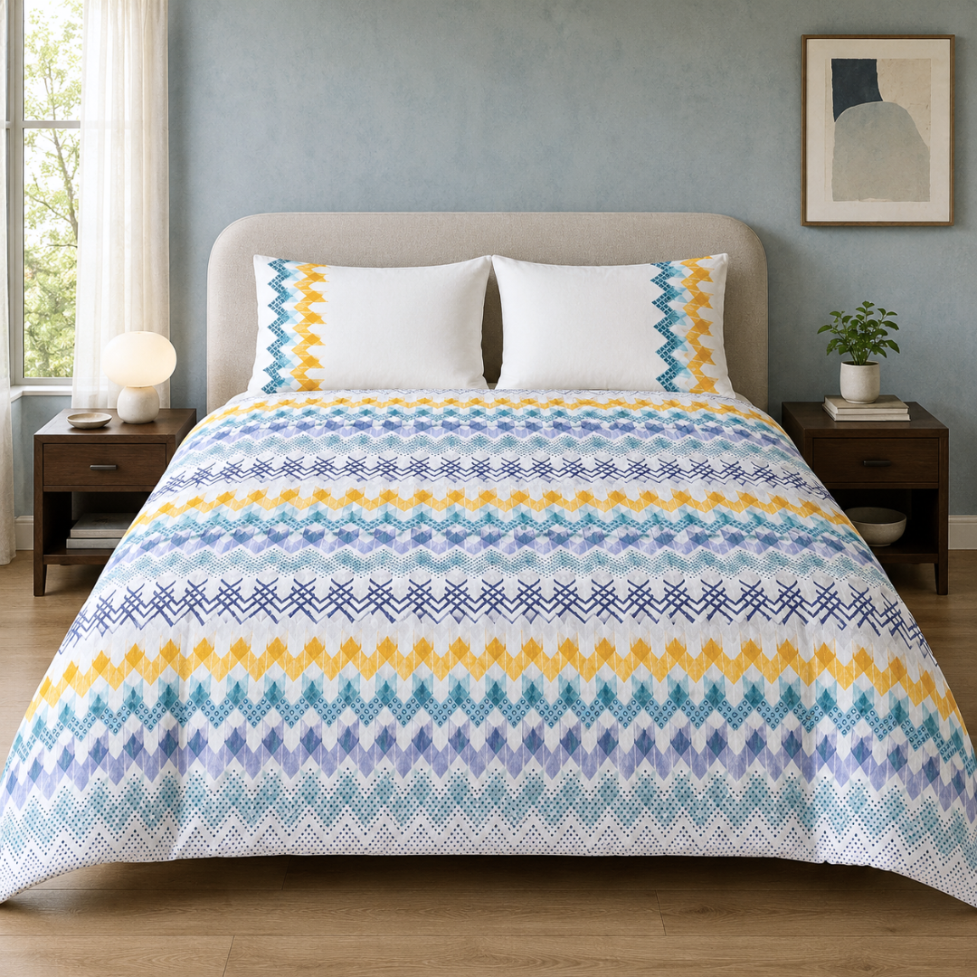 Mozaik %100 Pamuk Çift Kişilik Nevresim Takımı 200x220 cm Mavi