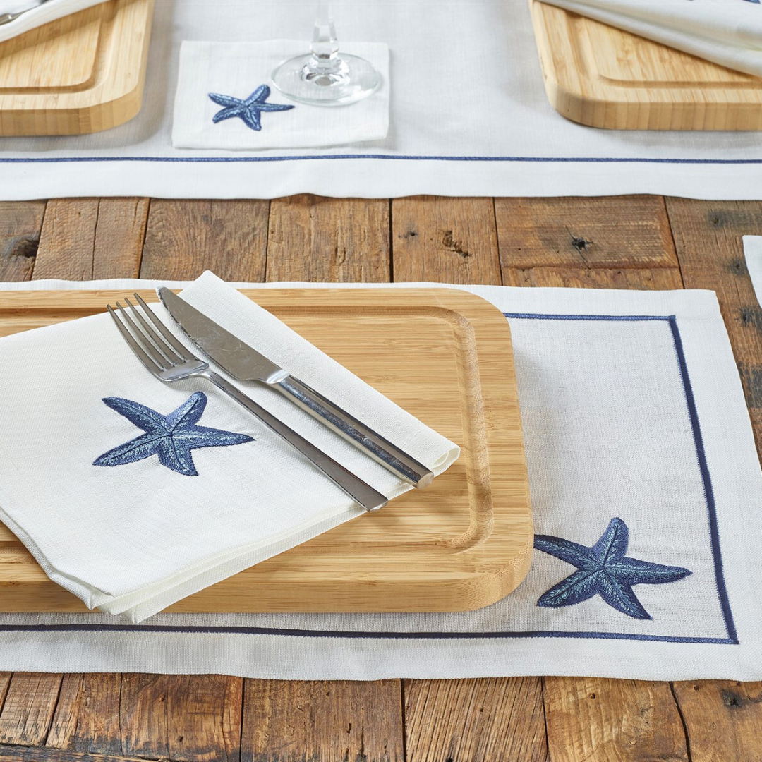 Sea Star Leke Tutmaz Keten Amerikan Servisi 30x50 cm Lacivert (2'li Set)