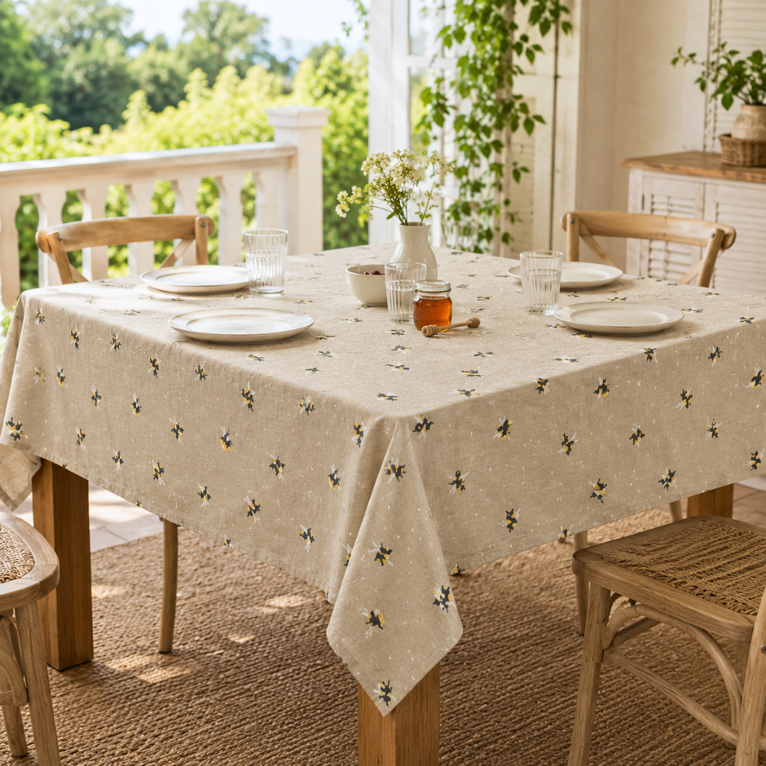 Genoa Woven Linen Stain Resistant Table Cloth White