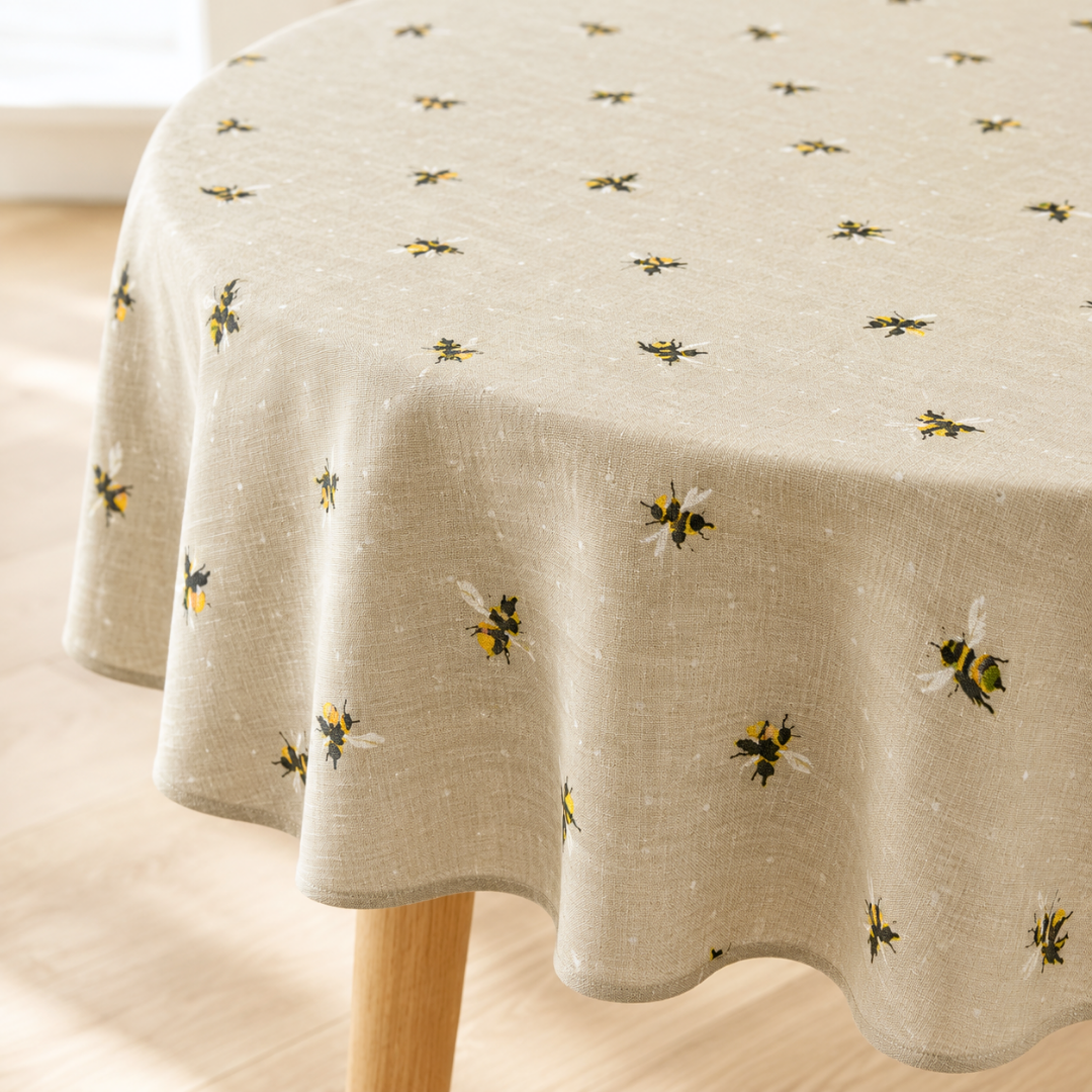 Genoa Woven Linen Stain Resistant Table Cloth White