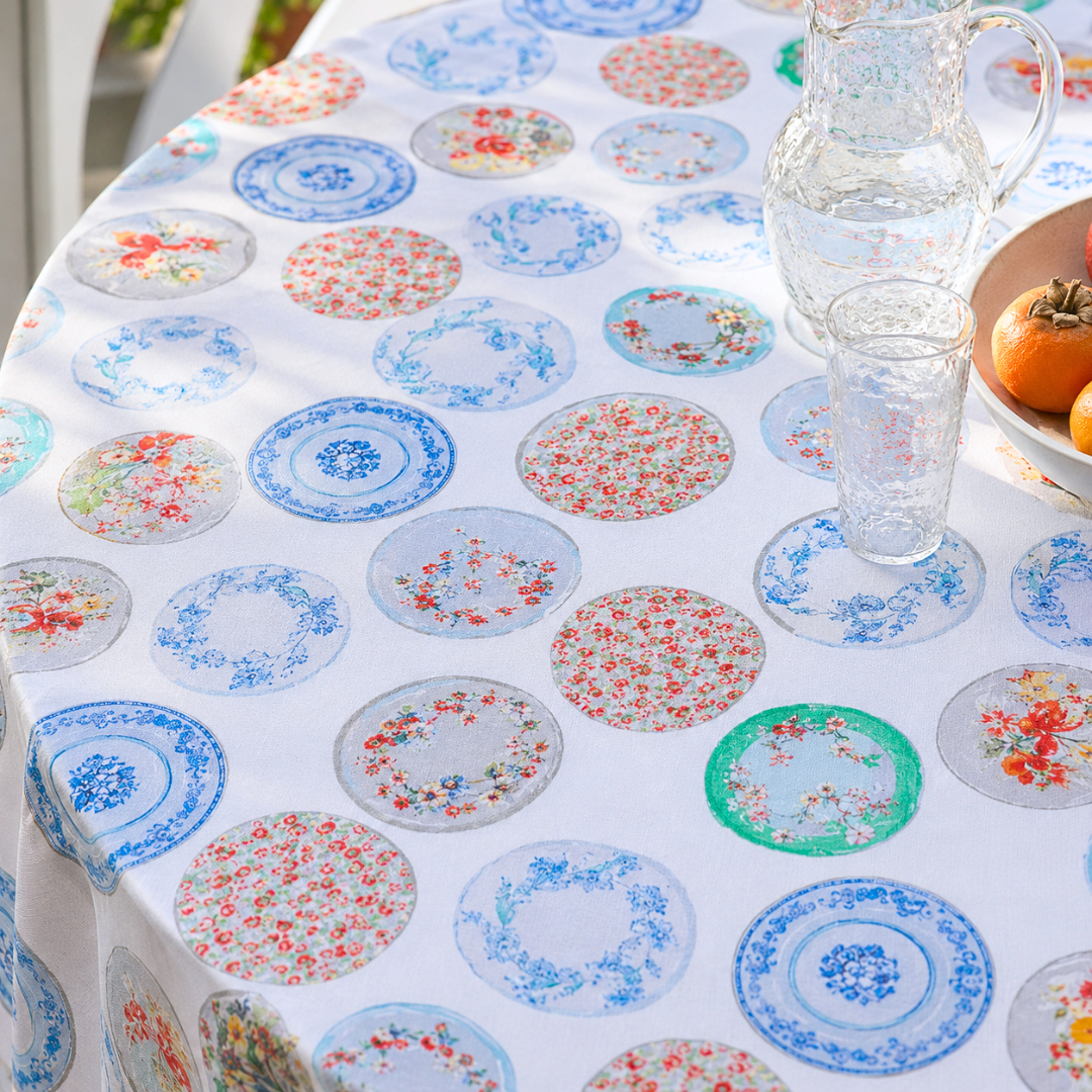 Lina Linen Stain Resistant Table Cloth Plate