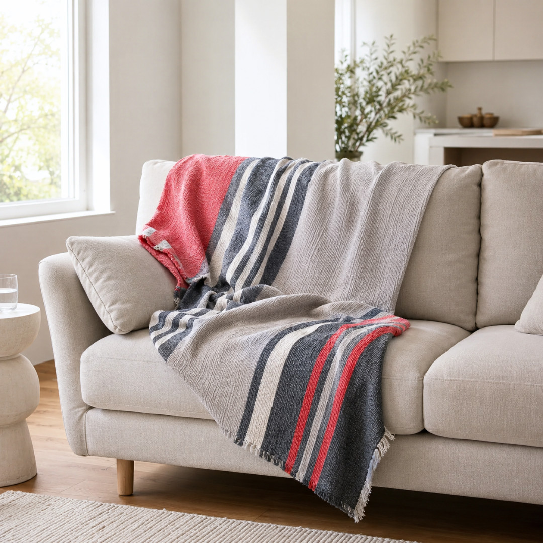 Antibes Double 4 Layer Muslin Bedspread 240x250 cm Stripe