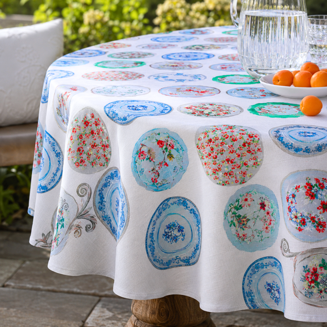 Lina Linen Stain Resistant Table Cloth Plate