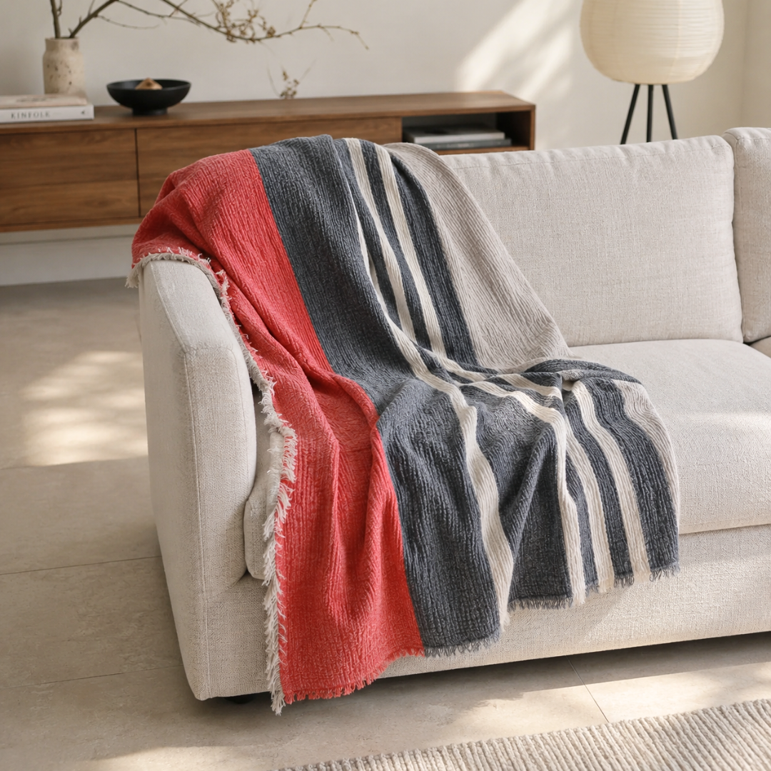 Antibes Double 4 Layer Muslin Bedspread 240x250 cm Stripe