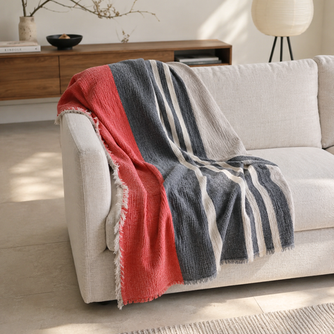 Antibes Double 4 Layer Muslin Bedspread 240x250 cm Stripe