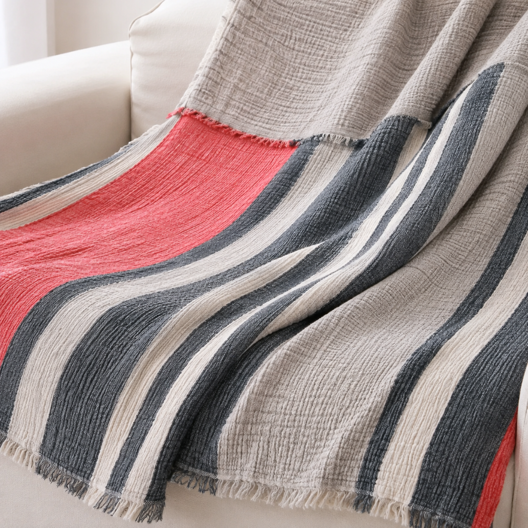 Antibes Double 4 Layer Muslin Bedspread 240x250 cm Stripe