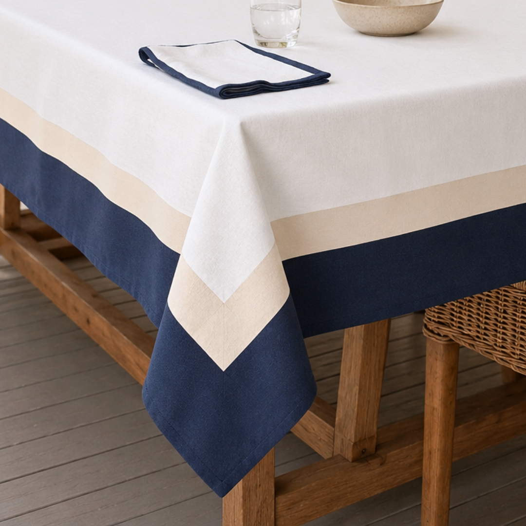 Genoa Woven Linen Stain Resistant Table Cloth White