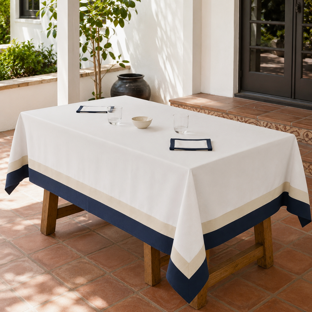 Genoa Woven Linen Stain Resistant Table Cloth White