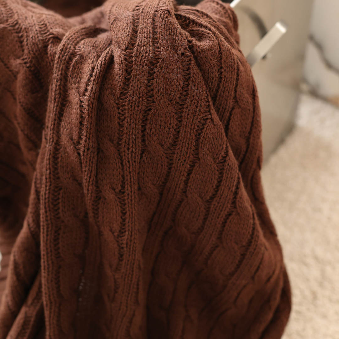 Nova Triko Throw Örtü 130x150 cm Kahve