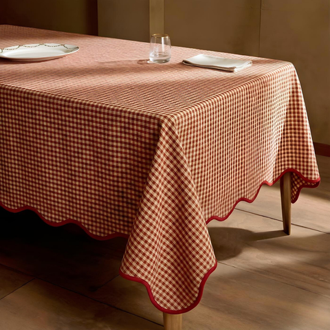 Tartan Plaid Tablecloth White 