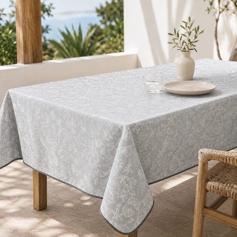 Check Woven Linen Stain Resistant Table Cloth Navy Blue