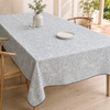 Check Woven Linen Stain Resistant Table Cloth Navy Blue