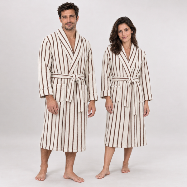 Como %100 Pamuk Unisex Bornoz Ekru/Kahve