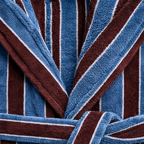 Stripe Premium 100% Cotton Men's Bathrobe Navy