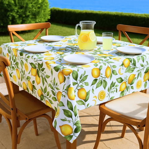 Lemon Woven Linen Stain Resistant Table Cloth