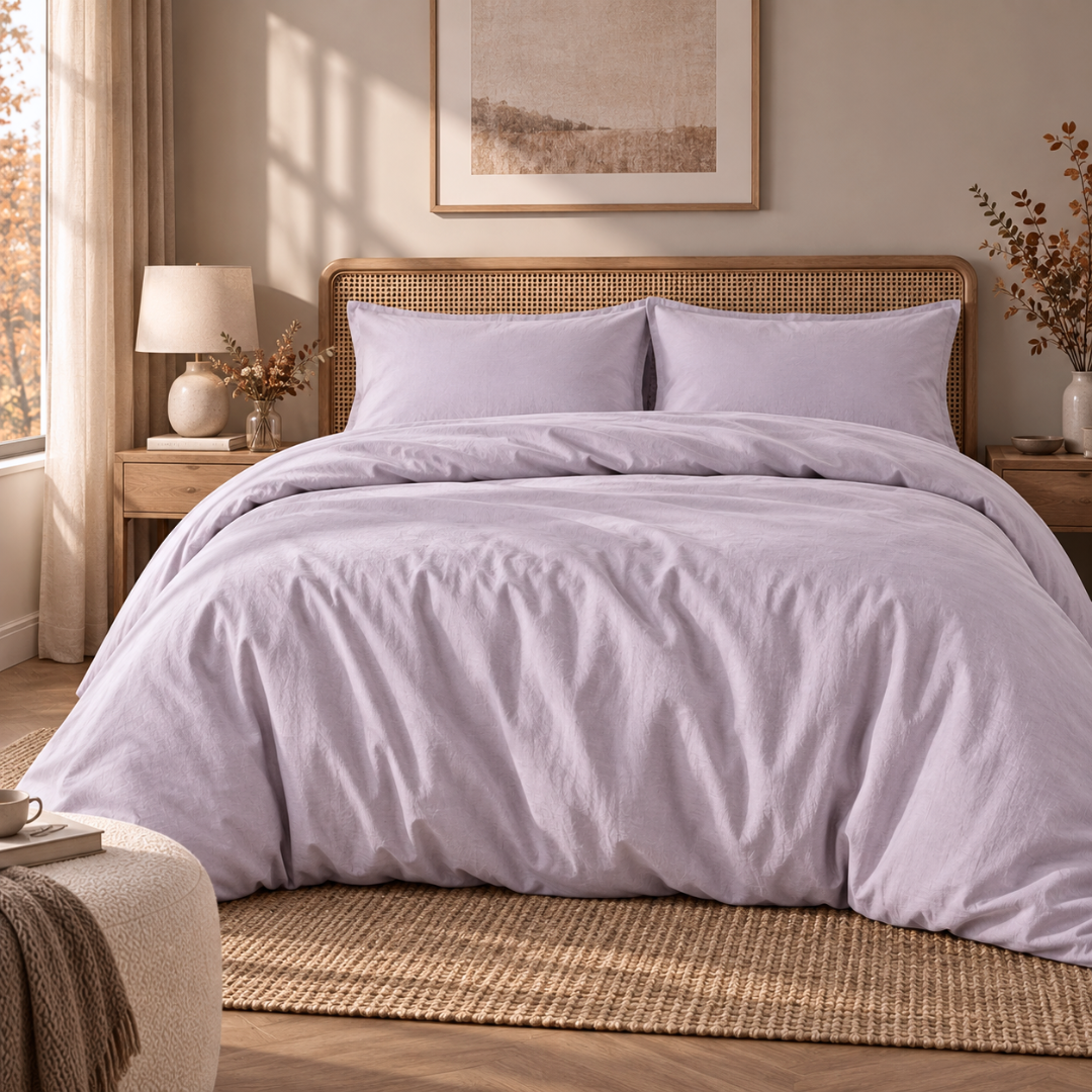Carly %100 Dokuma Pamuk Çift Kişilik Nevresim Takımı 200x220 cm Açık Lila