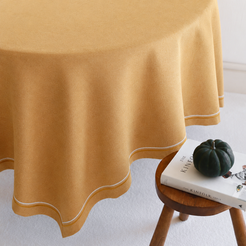 Genoa Woven Linen Stain Resistant Round Table Cloth White