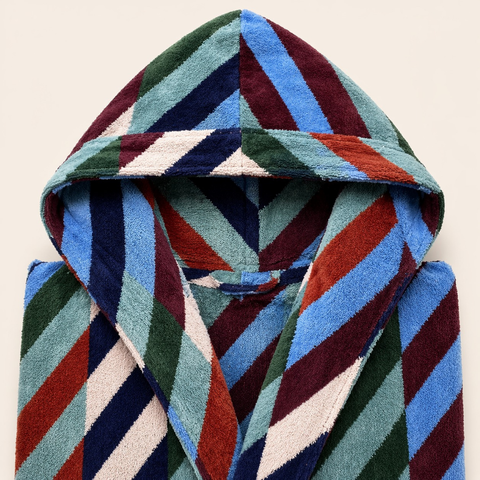 Stripe Premium 100% Cotton Men's Bathrobe Navy