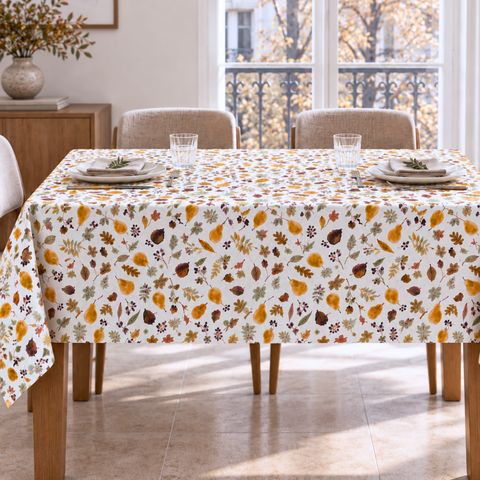 Genoa Woven Linen Stain Resistant Table Cloth White