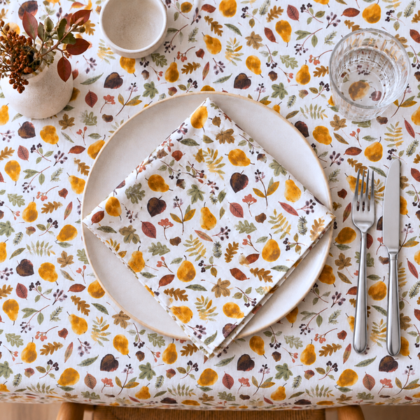 Genoa Woven Linen Stain Resistant Table Cloth White