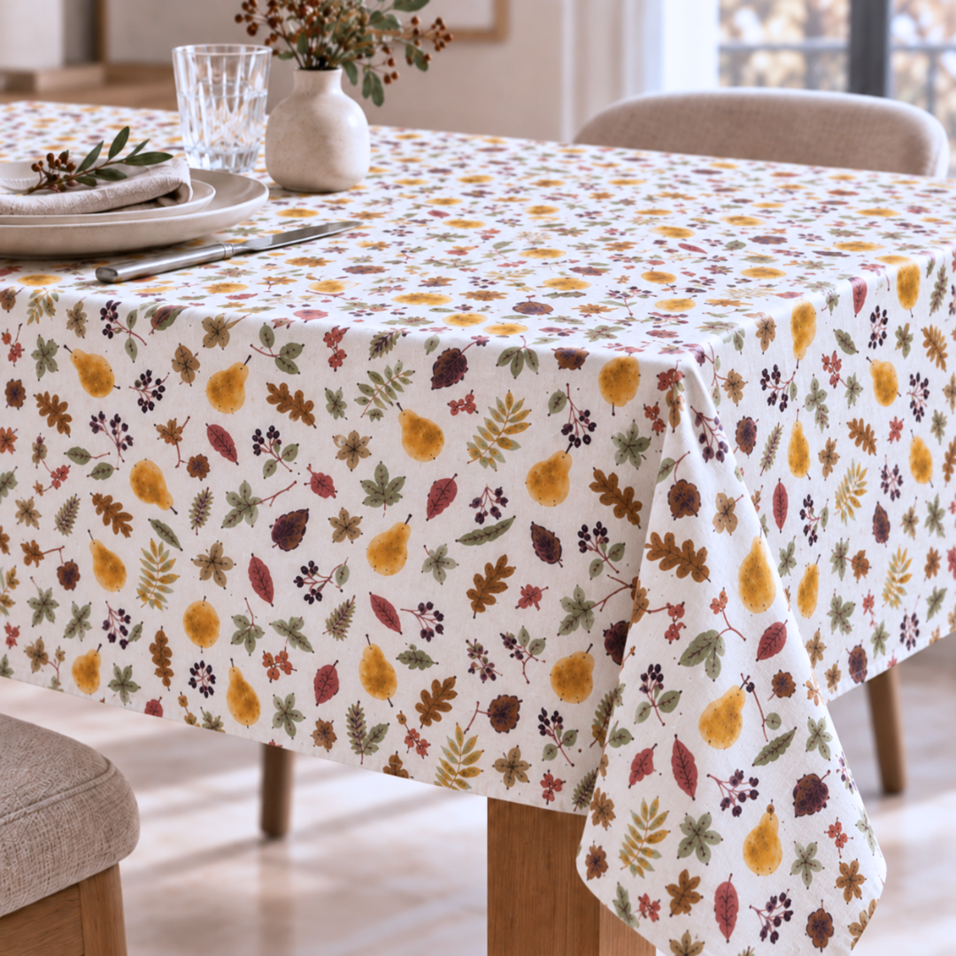Genoa Woven Linen Stain Resistant Table Cloth White