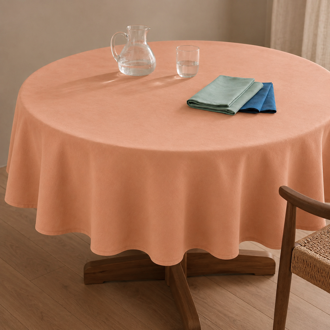 Genoa Woven Linen Stain Resistant Round Table Cloth White