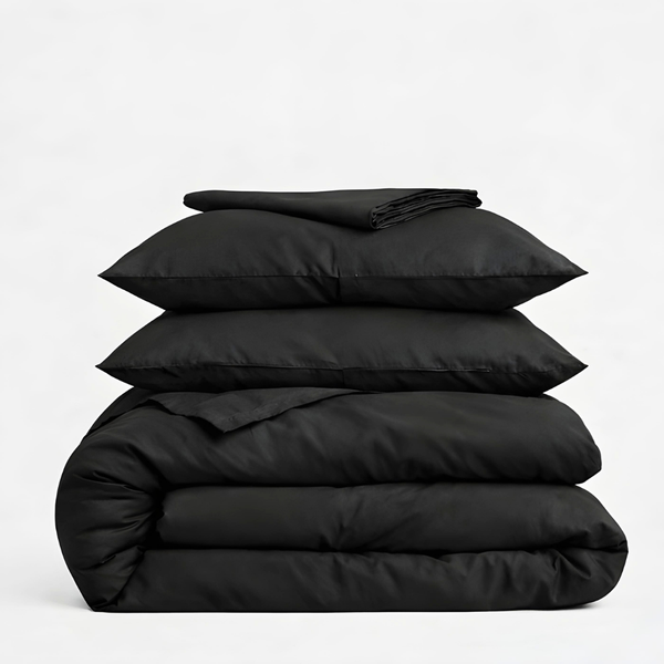 Clara Premium Pamuk Saten Çift Kişilik Nevresim Takımı 200x220 cm Siyah