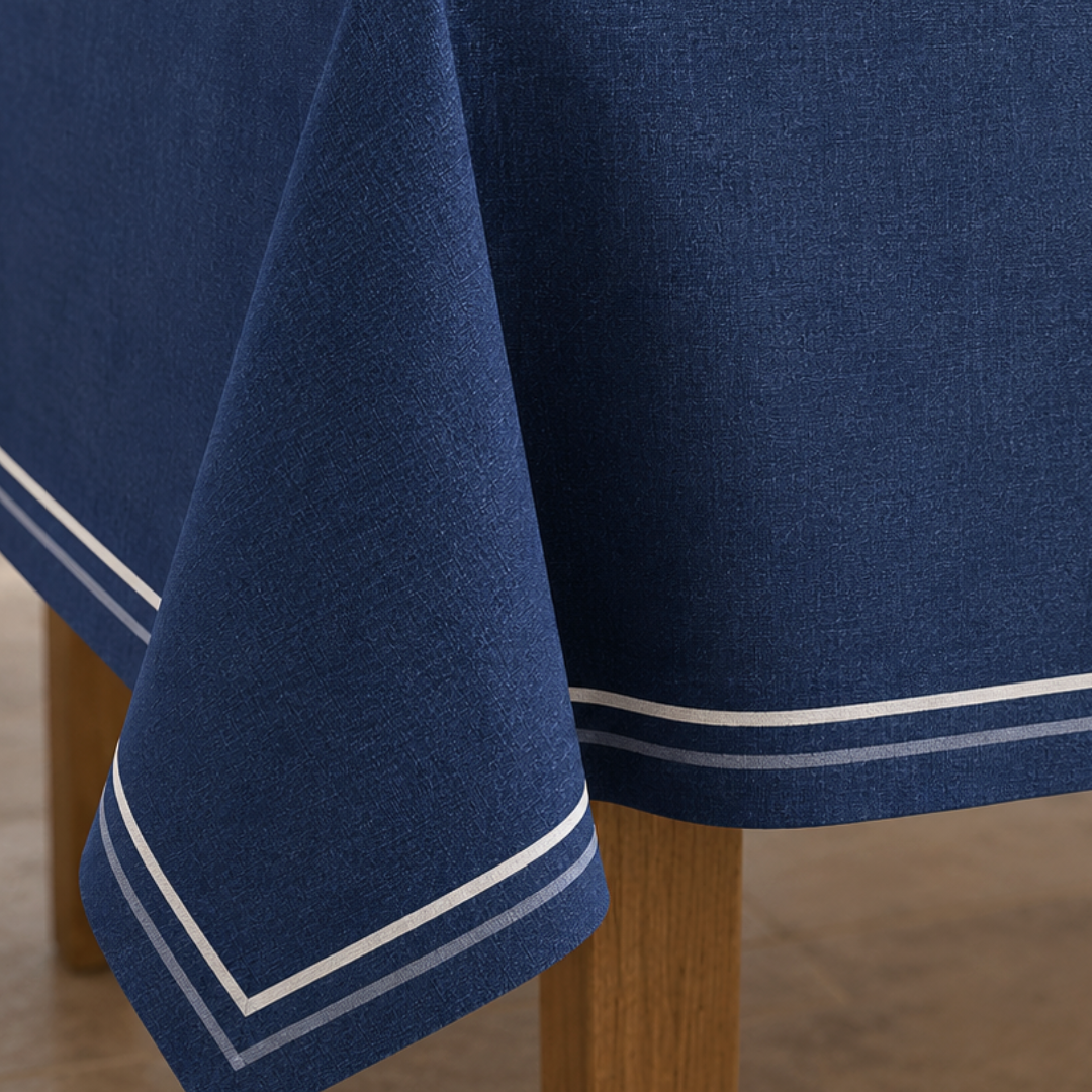 Genoa Woven Linen Stain Resistant Round Table Cloth White