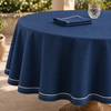 Genoa Woven Linen Stain Resistant Round Table Cloth White