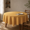 Genoa Woven Linen Stain Resistant Round Table Cloth White