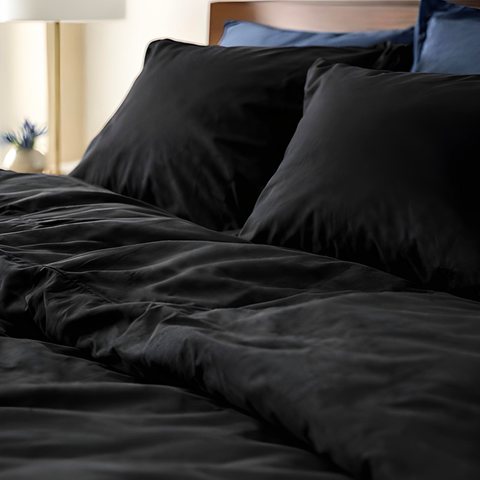 Clara Premium Pamuk Saten Çift Kişilik Nevresim Takımı 200x220 cm Siyah