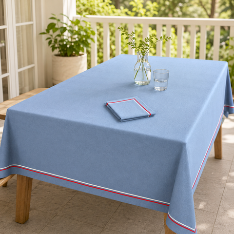 Genoa Woven Linen Stain Resistant Round Table Cloth White