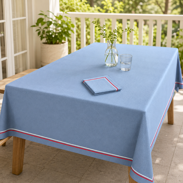 Genoa Woven Linen Stain Resistant Round Table Cloth White
