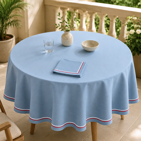 Genoa Woven Linen Stain Resistant Round Table Cloth White