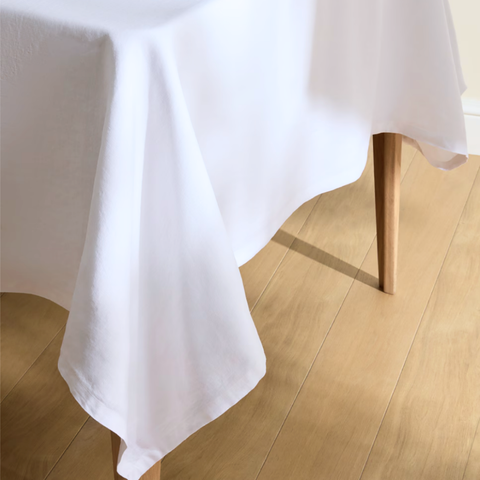 Genoa Woven Linen Stain Resistant Table Cloth White