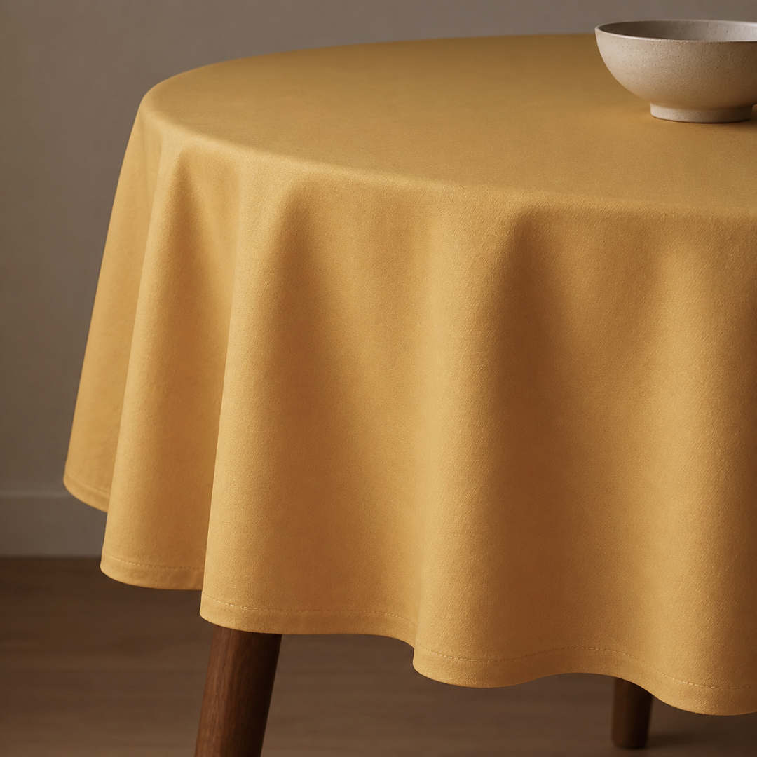 Genoa Woven Linen Stain Resistant Round Table Cloth White