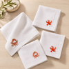 Coral Embroidered Linen Napkin Set (Pack of 4)