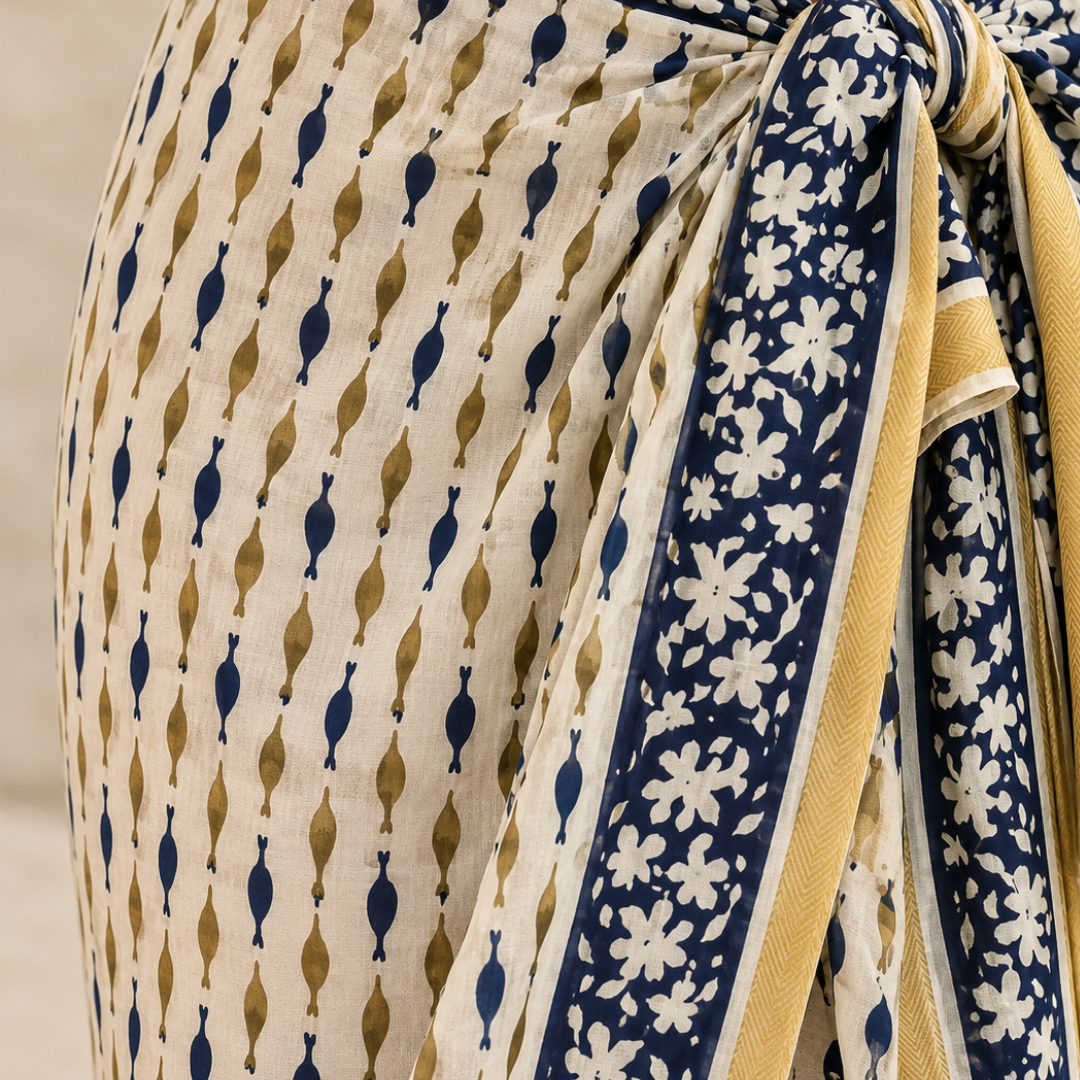 Cyra 100% Cotton Shawl Blue