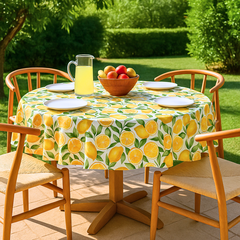 Genoa Woven Linen Stain Resistant Round Table Cloth Red