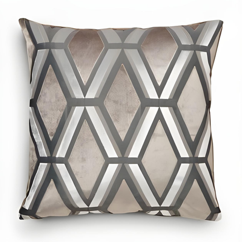 Geometric Patterned Velvet Throw Pillow Cover Mink 50x50 cm