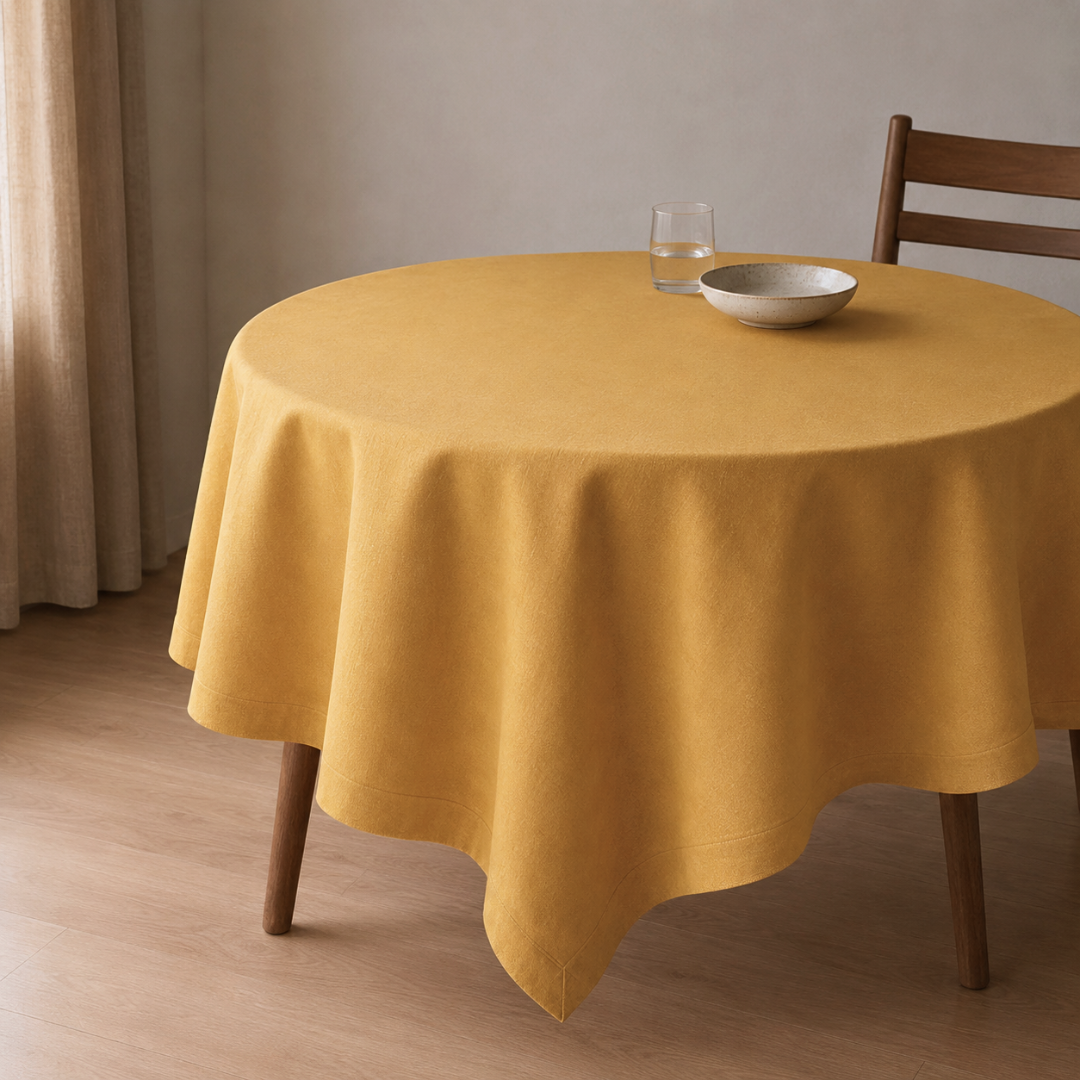 Genoa Woven Linen Stain Resistant Round Table Cloth White