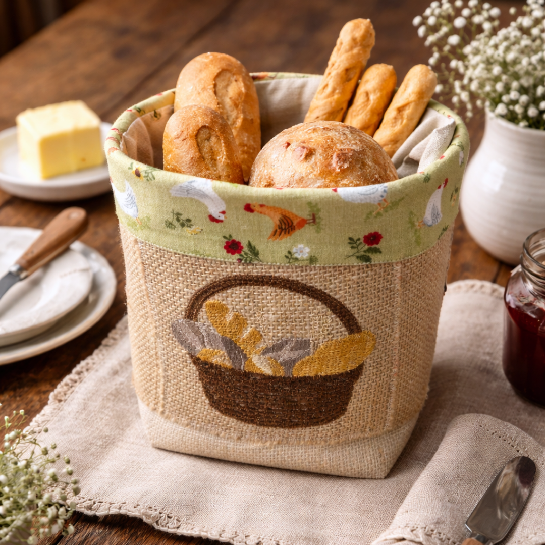 Bread Design Woven Basket Rooster Pattern