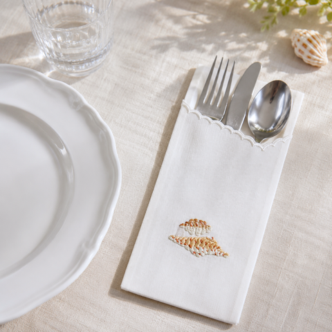 Oyster Nakışlı Pamuk Kaşıklık (2'li Set)