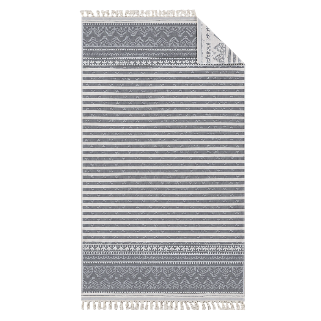 Stripe Throw Cotton Loincloth Smoked-White 100x170 cm