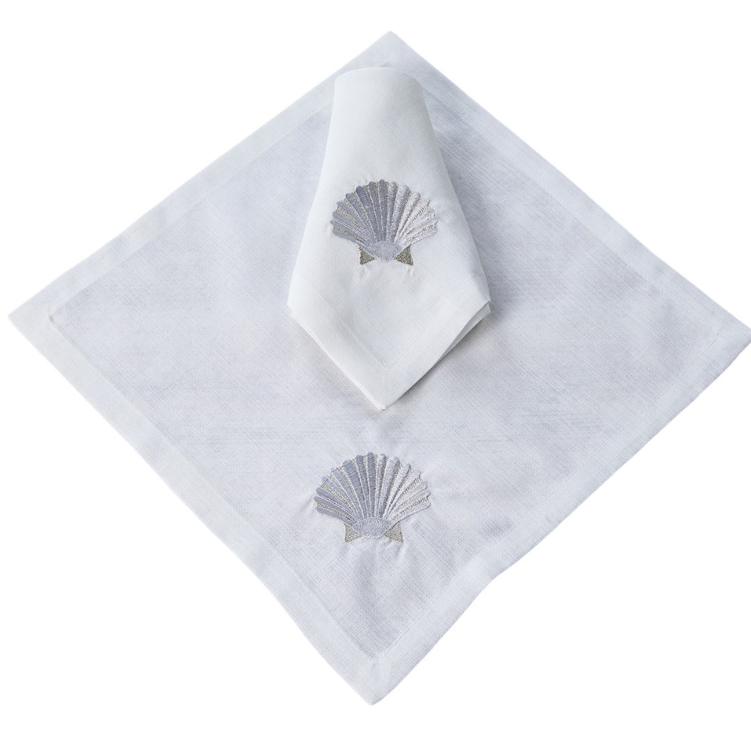 Shell Leke Tutmaz Keten Peçete 45x45 cm Gümüş (2'li Set)